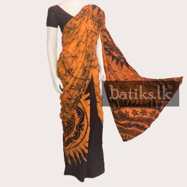 Functional Professional Saree in Orange And Black