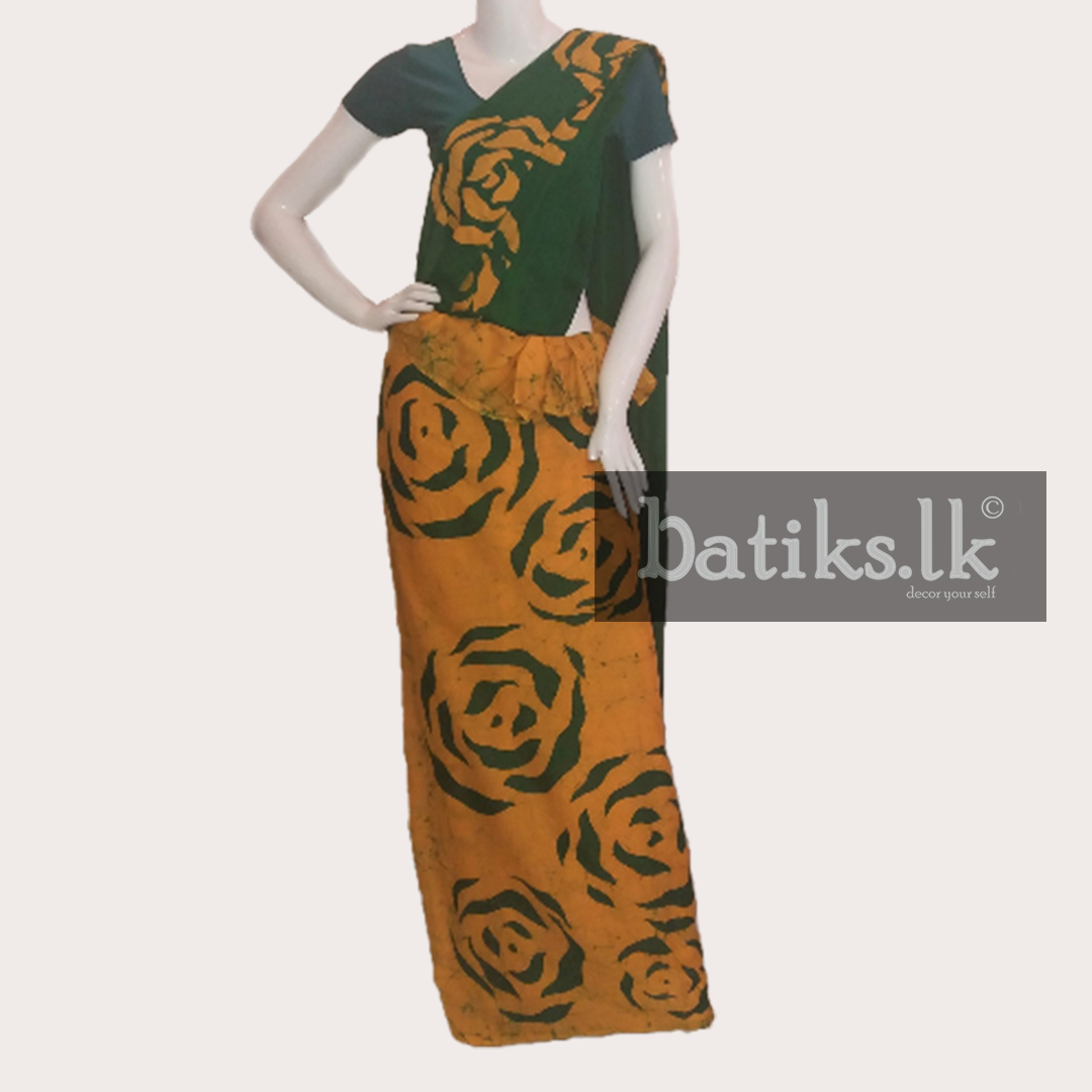 Functional Professional Osari in Yellow And Green – Batiks.lk