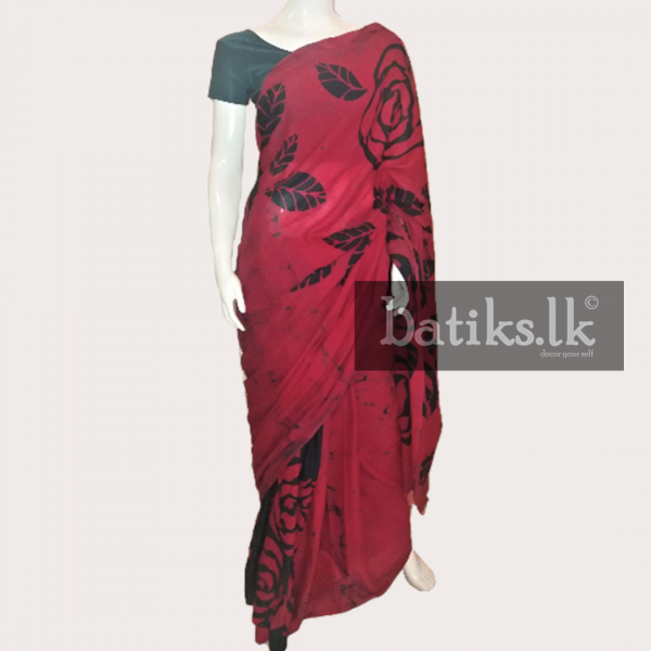 Functional Professional Saree in Red And Black Rose