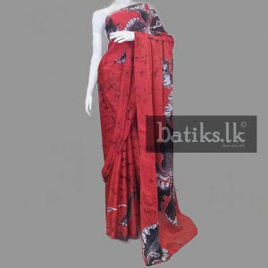 Functional Silk Saree in Red & Black