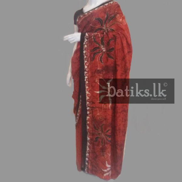 Functional Silk Saree in Red & Black with White Mix