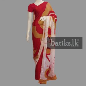 Functional Silk Saree in Red & Yellow with White Mix