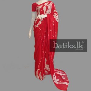 Functional Silk Saree in Red & White