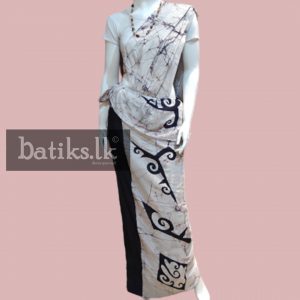 Cotton Batik Saree in Black & White