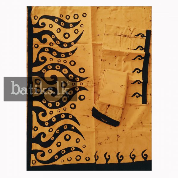 Cotton Batik Made-Up Osari in Orange & Black with Water-Weve